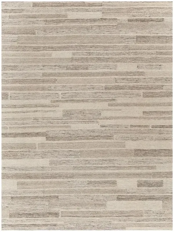 Ezra Mid Century Beige Wool Linear Patterned Rug - 9'x12'
