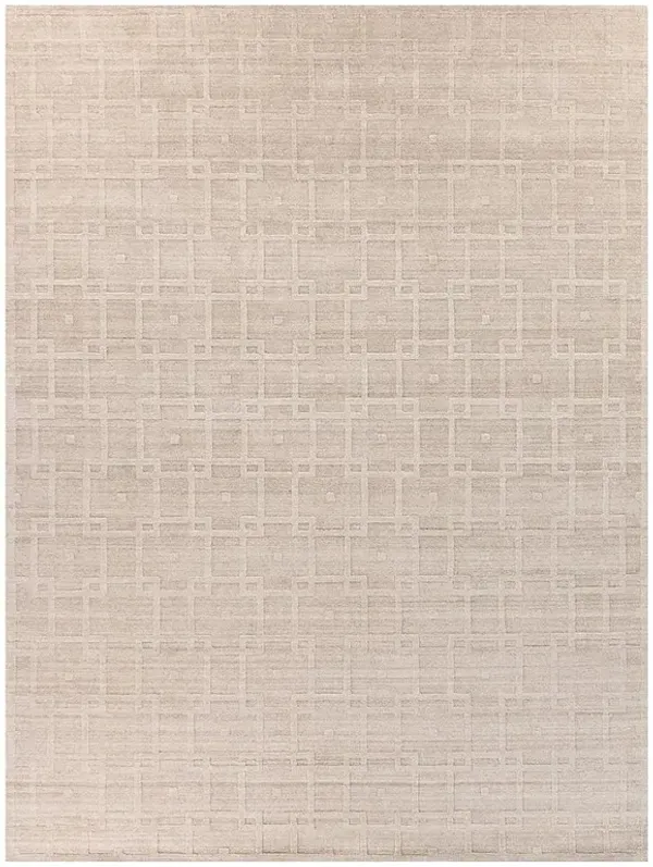Aurora Modern Beige Wool Textured Solid Rug - 6'x9'