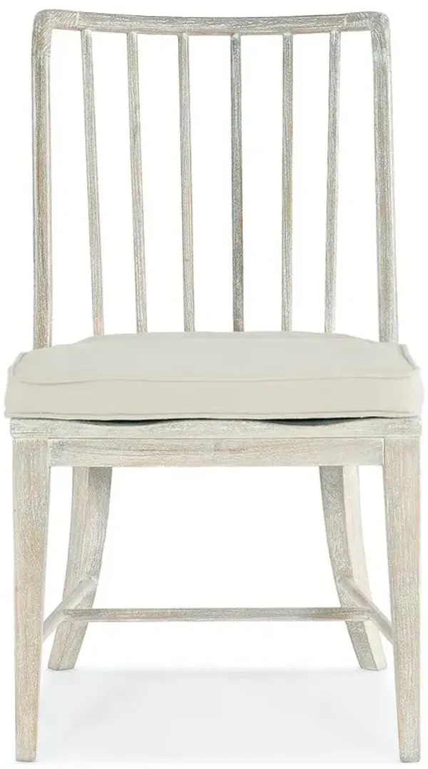Freddie French Country White Wood Performance Cushion Spindle Dining Side Chair