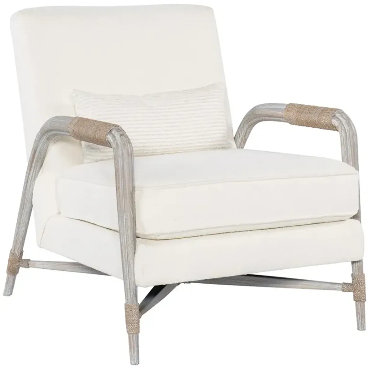 Liana Coastal Grey Wood White Performance Upholstered Rope Accent Living Room Chair