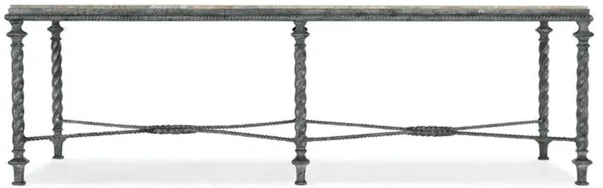 Joseph French Country Brown Stone Grey Metal Rectangular Coffee Table