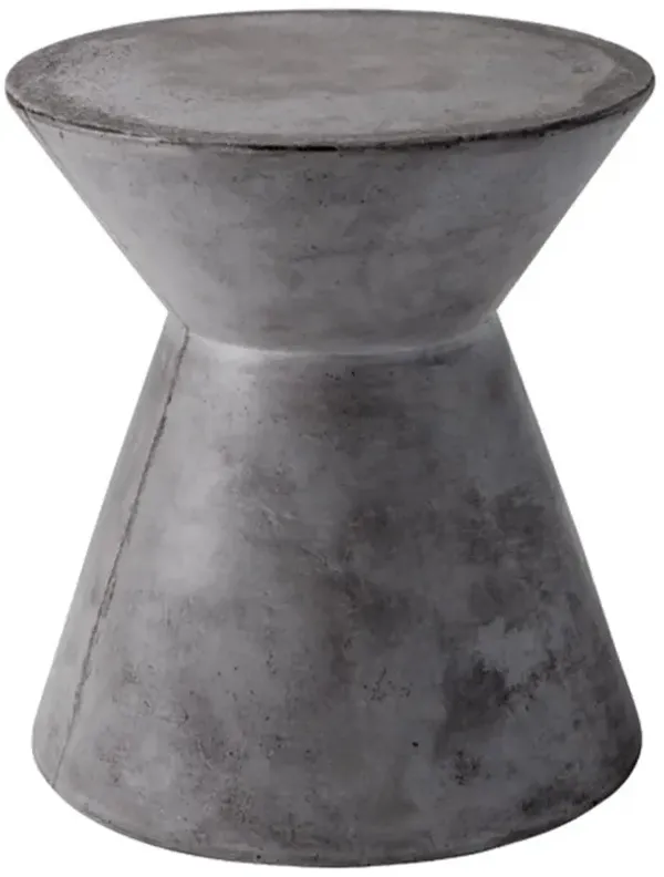 Neave Industrial Grey Concrete Outdoor Hourglass End Table