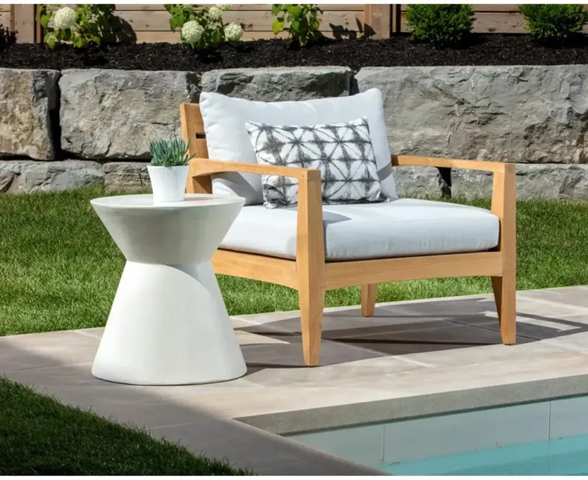 Neave Industrial White Concrete Outdoor Hourglass End Table