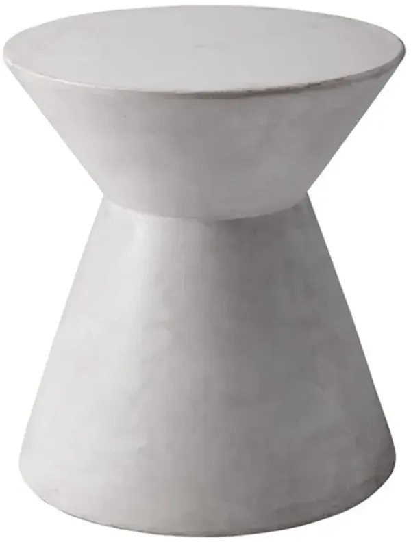 Neave Industrial White Concrete Outdoor Hourglass End Table