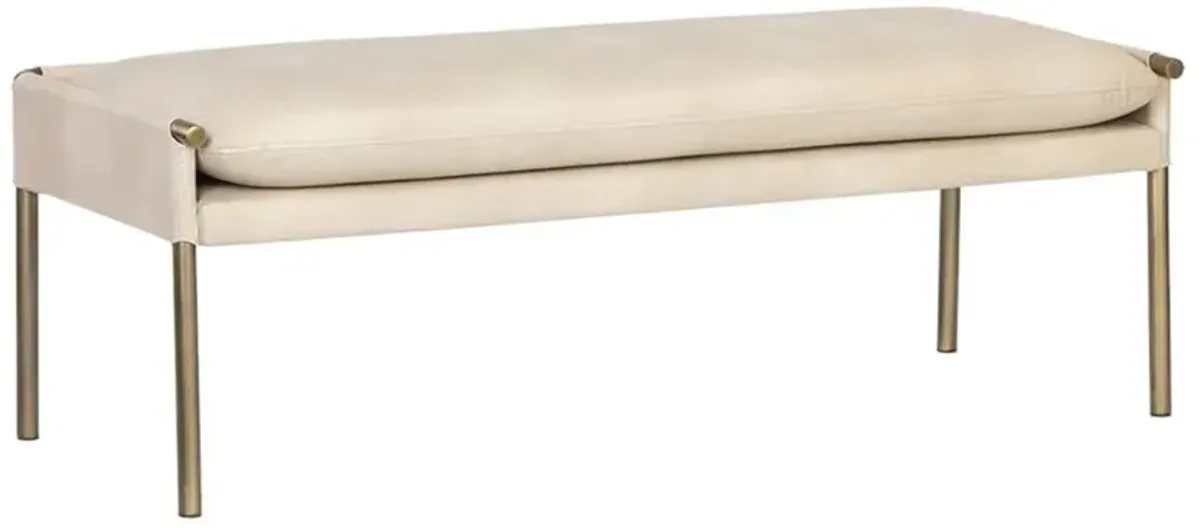 Turner Modern Classic Beige Faux Leather Gold Steel Bedroom Bench