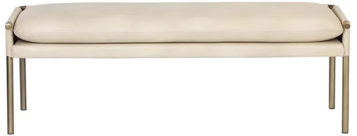 Turner Modern Classic Beige Faux Leather Gold Steel Bedroom Bench