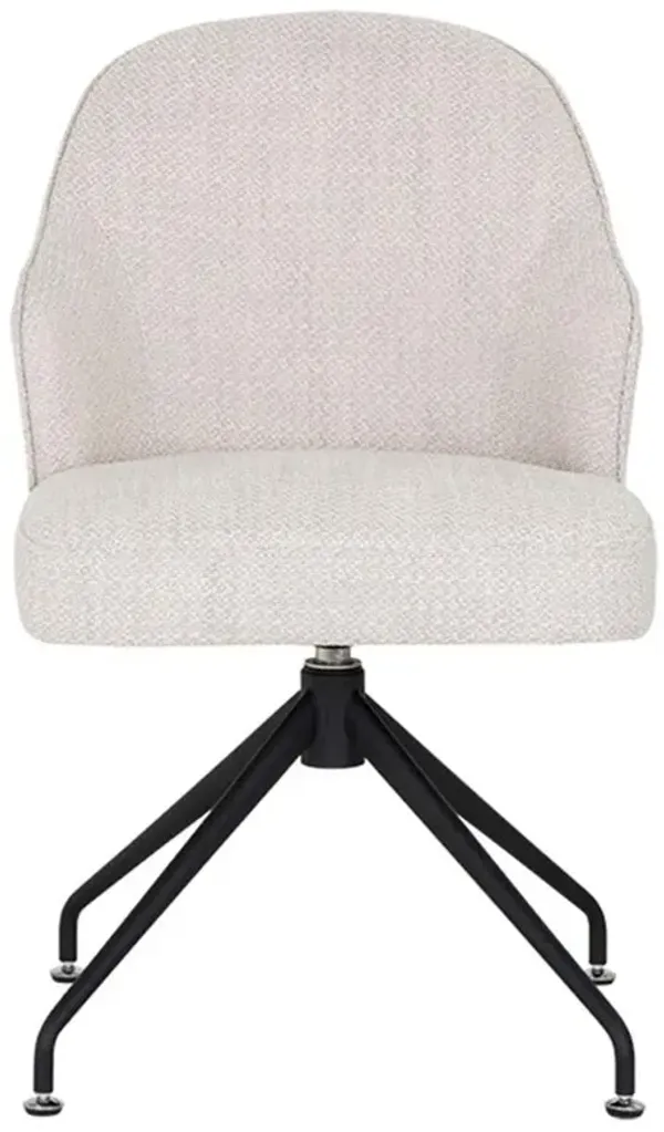 Elspeth Modern Stucco White Upholstered Black Iron Swivel Office Chair