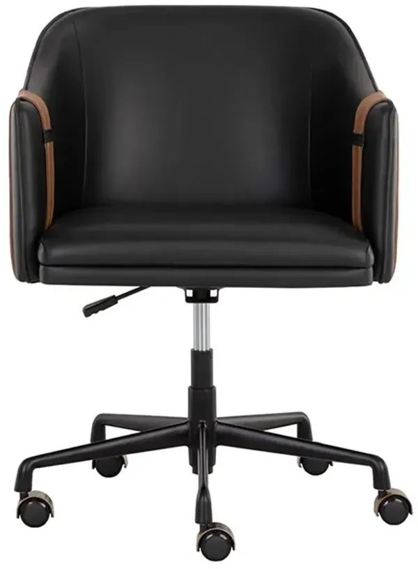 Knowles Mid Century Napa Black Faux Leather Aluminum Adjustable Office Chair