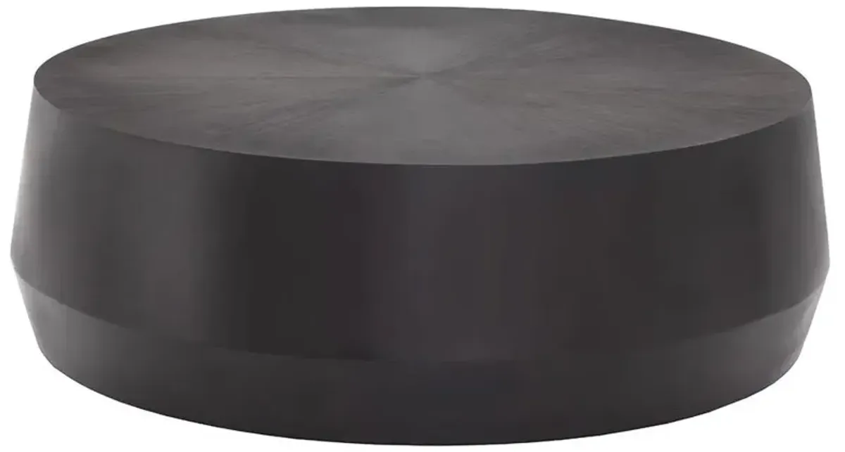 Pacheco Industrial Loft Gunmetal Aluminum Etched Drum Coffee Table - 48"