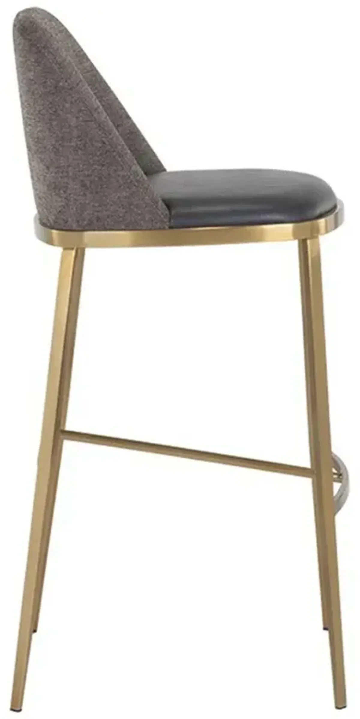 Divi Regency Sparrow Grey Upholstered Gold Stainless Steel Bar Stool