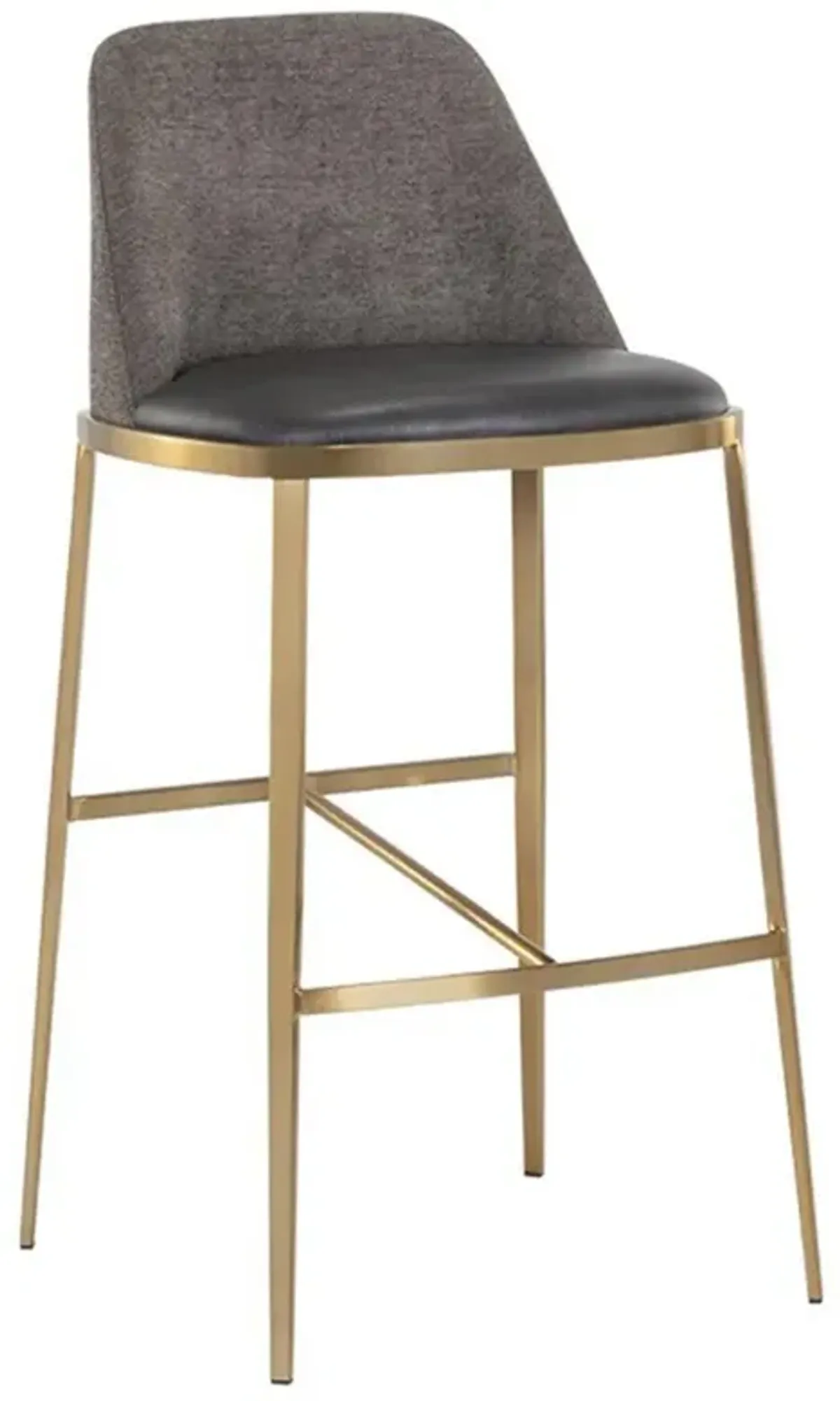 Divi Regency Sparrow Grey Upholstered Gold Stainless Steel Bar Stool