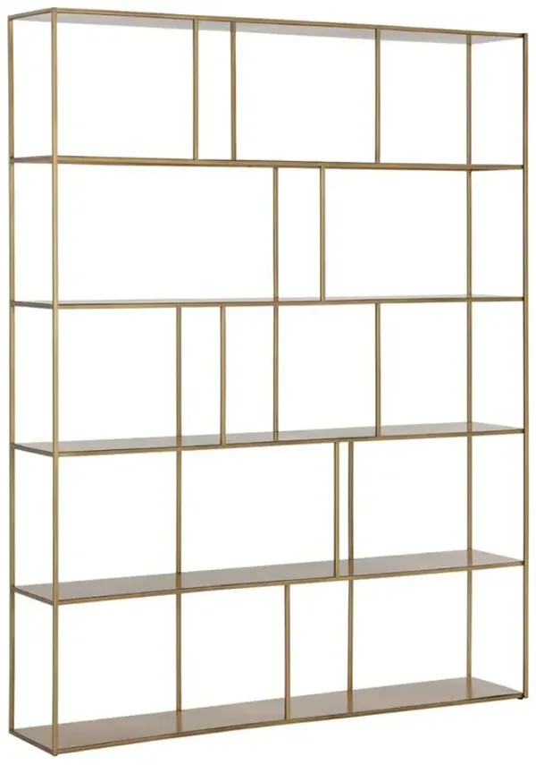Cantrell Industrial Loft Antique Brass Iron 5 Tier Double Display Case