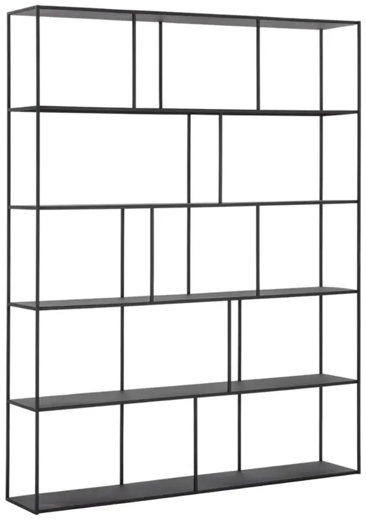 Cantrell Industrial Loft Matte Black Iron 5 Tier Double Display Case