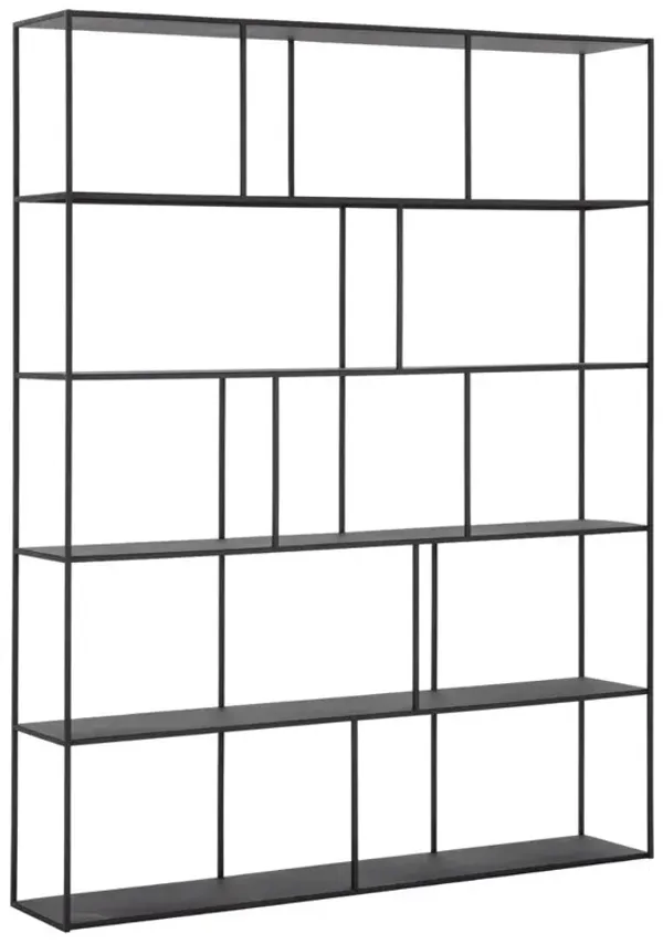 Cantrell Industrial Loft Matte Black Iron 5 Tier Double Display Case
