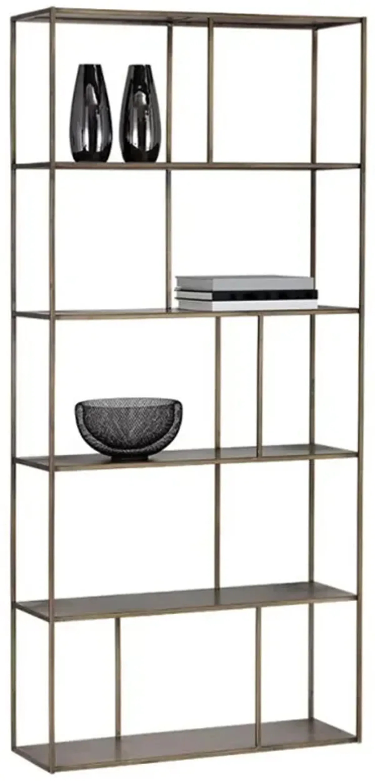 Cantrell Industrial Loft Antique Brass Iron 5 Tier Display Case