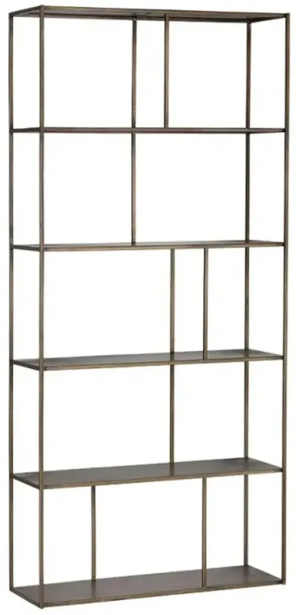 Cantrell Industrial Loft Antique Brass Iron 5 Tier Display Case