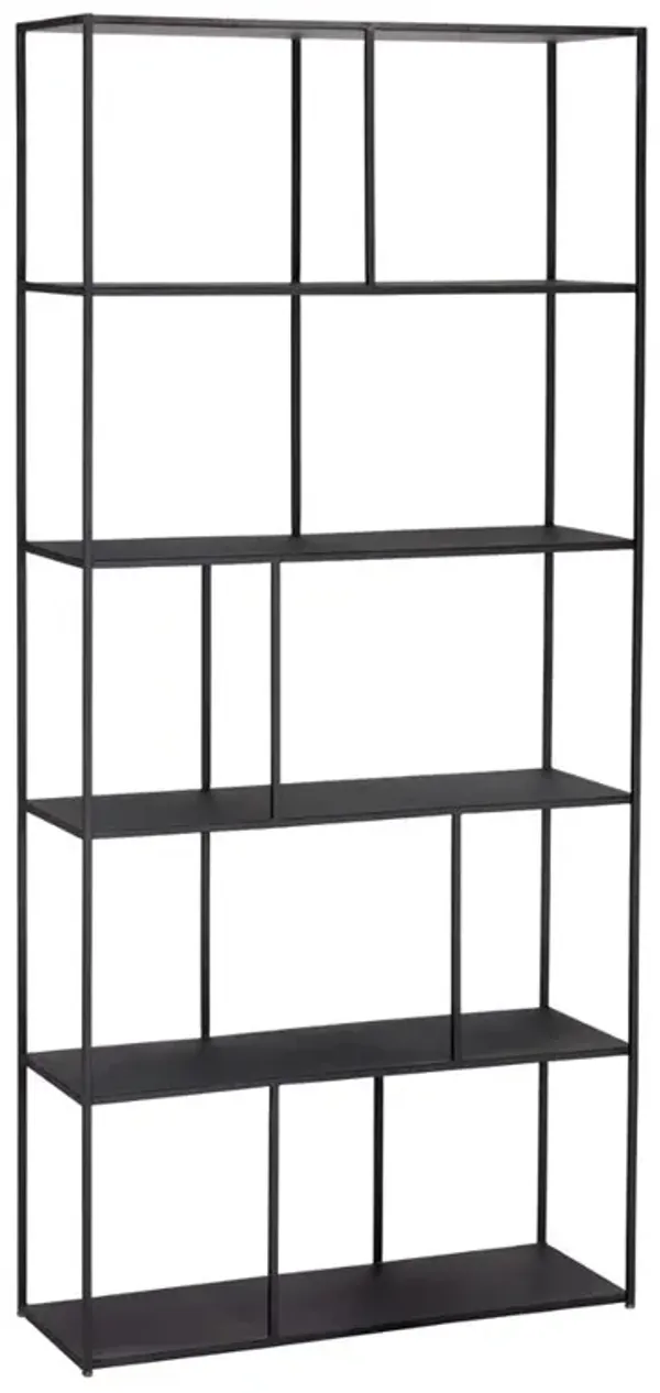 Cantrell Industrial Loft Matte Black Iron 5 Tier Display Case