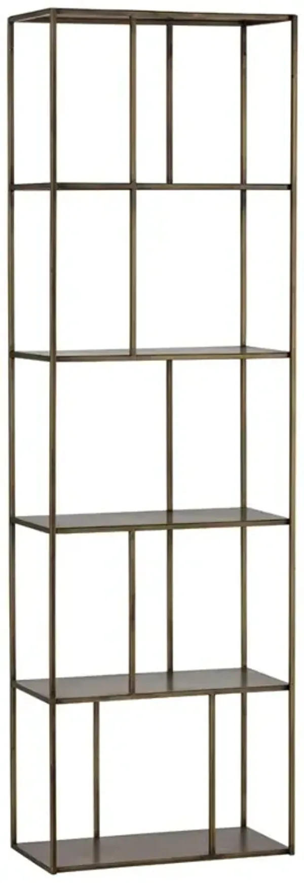 Cantrell Industrial Loft Antique Brass Iron 5 Tier Single Display Case