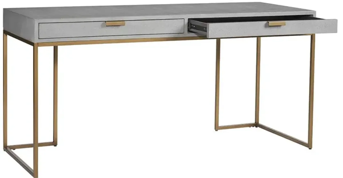 Heol Modern Classic Grey Shagreen Antique Brass Desk