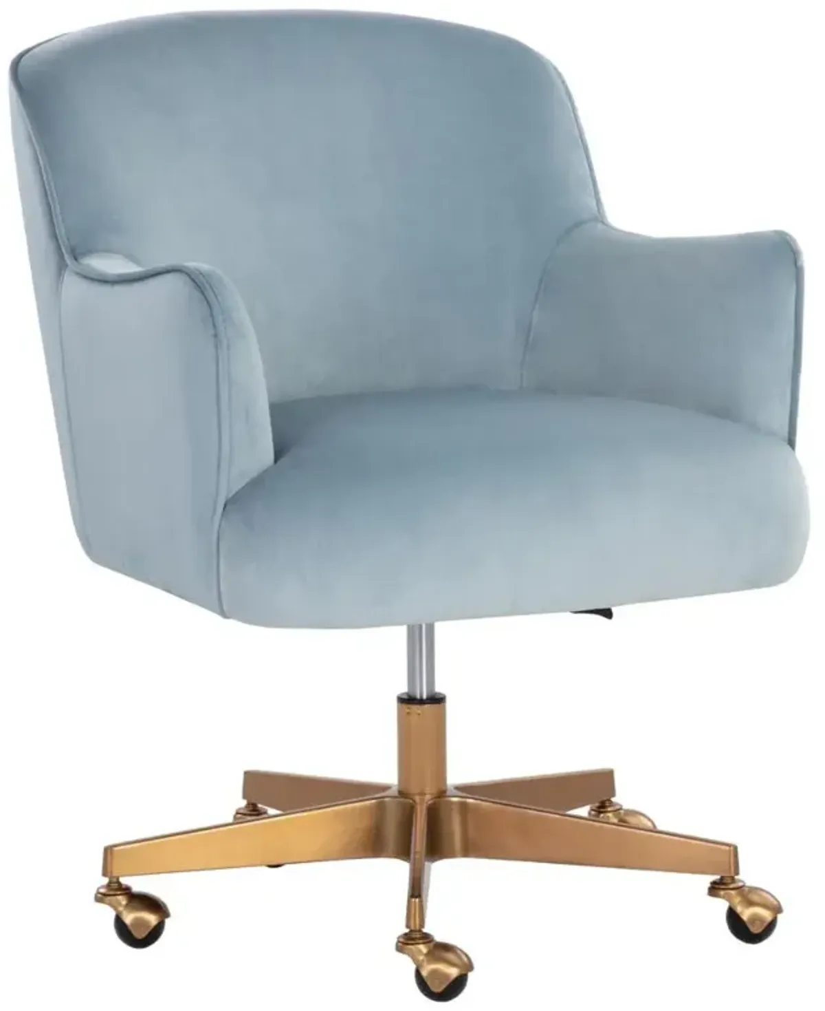 Taska Modern Classic Blue Upholstered Gold Steel Office Chair