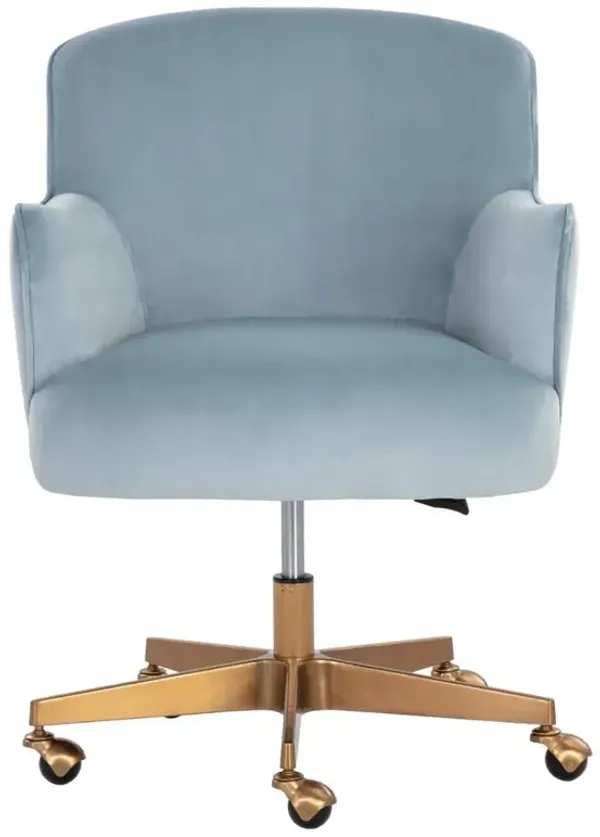 Taska Modern Classic Blue Upholstered Gold Steel Office Chair