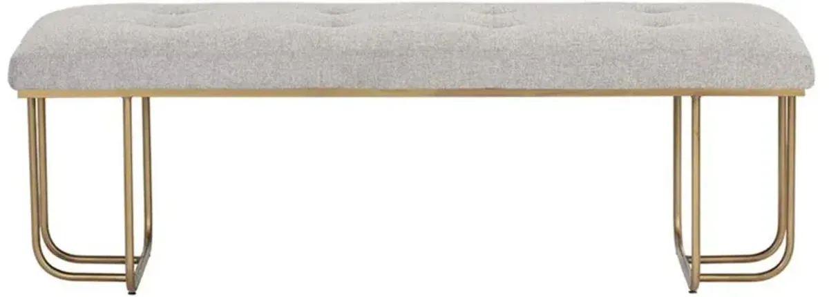 Pacela Modern Classic Grey Upholstered Antique Brass Iron Tufted Bench