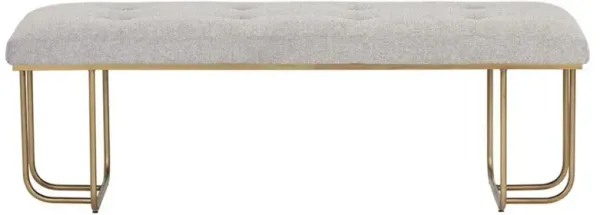 Pacela Modern Classic Grey Upholstered Antique Brass Iron Tufted Bench
