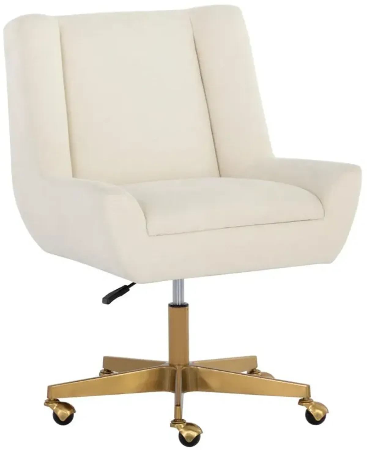 Weberg Hollywood Regency White Upholstered Matte Gold Steel Office Chair