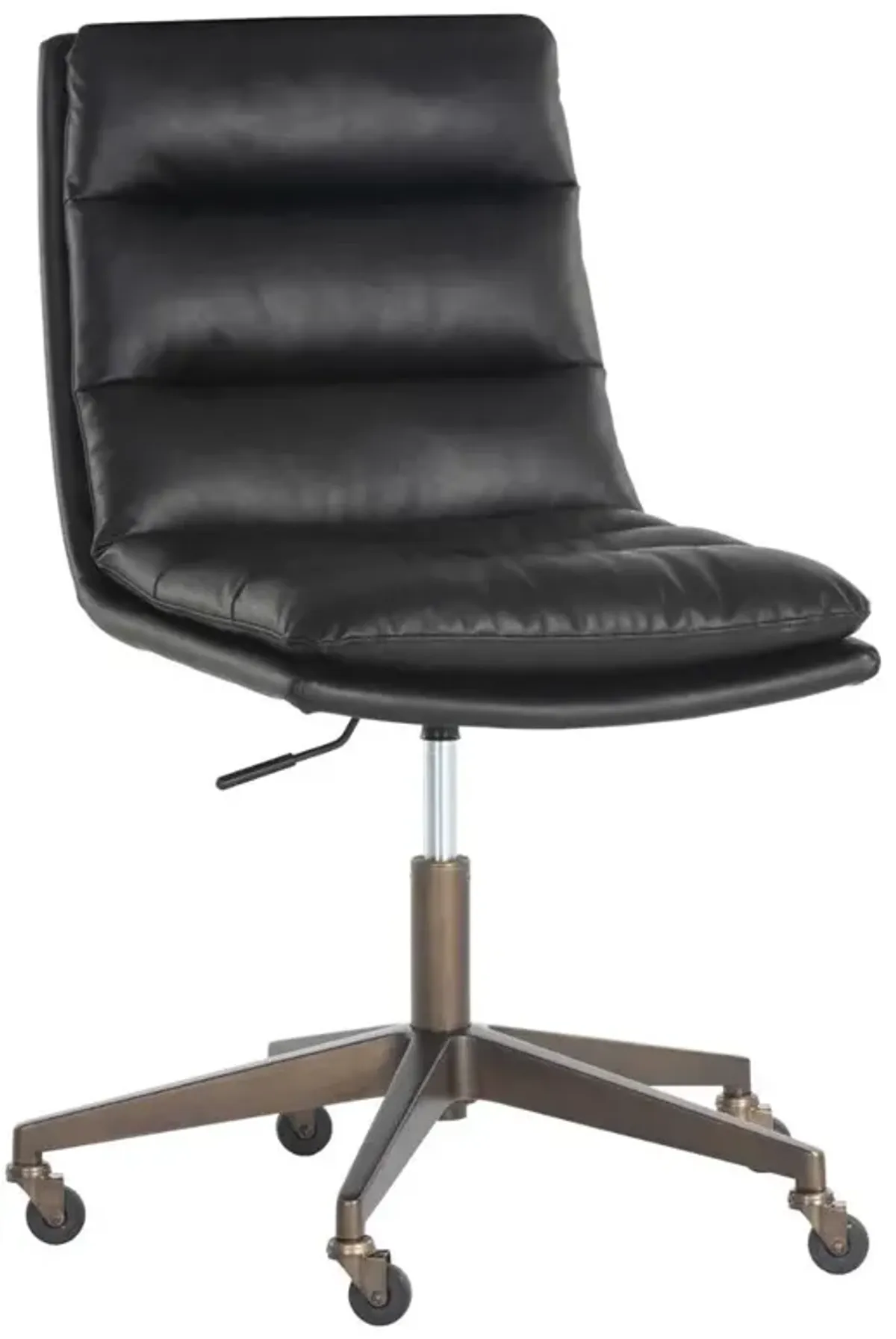 Tashia Bravo Black Upholstered Antique Brass Steel Executive Office Chair