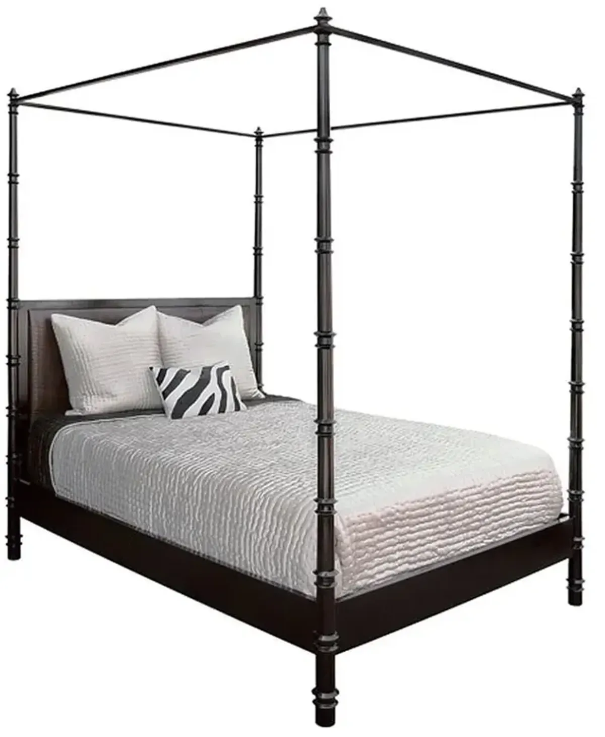 Willa French Black Wood Frame Beige Upholstered Headboard - Cal King