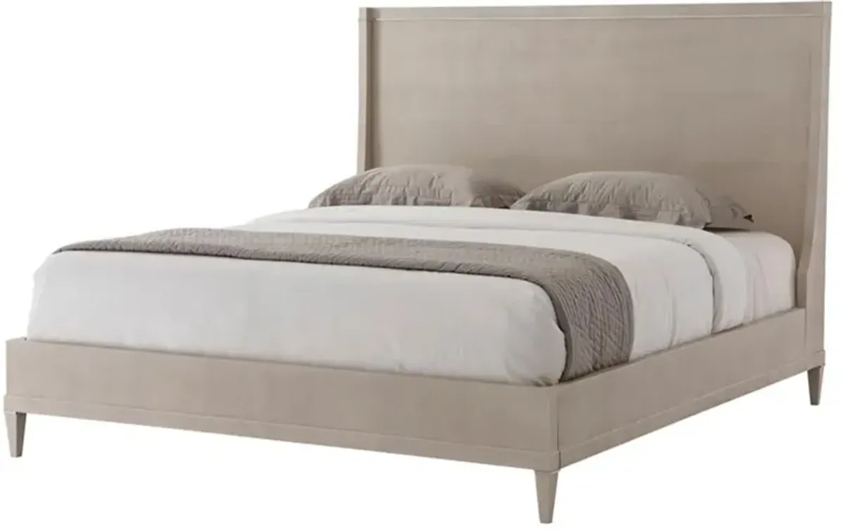 Louise French Overcast White Leather Wingback Bed - Cal King