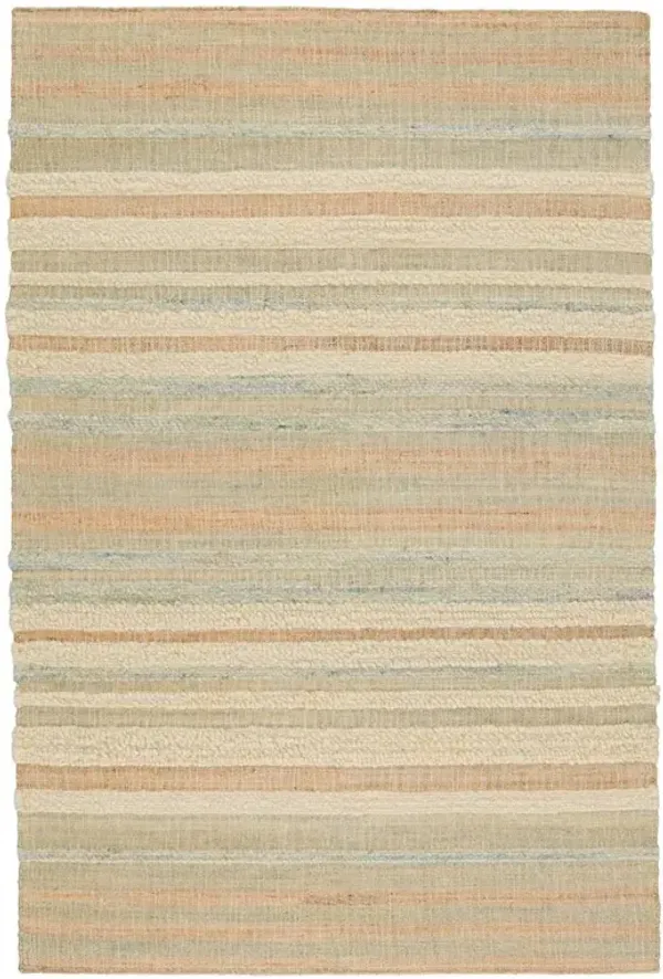 Elisse Coastal Beach Beige Striped Patterned Jute Rug - 10'x14'