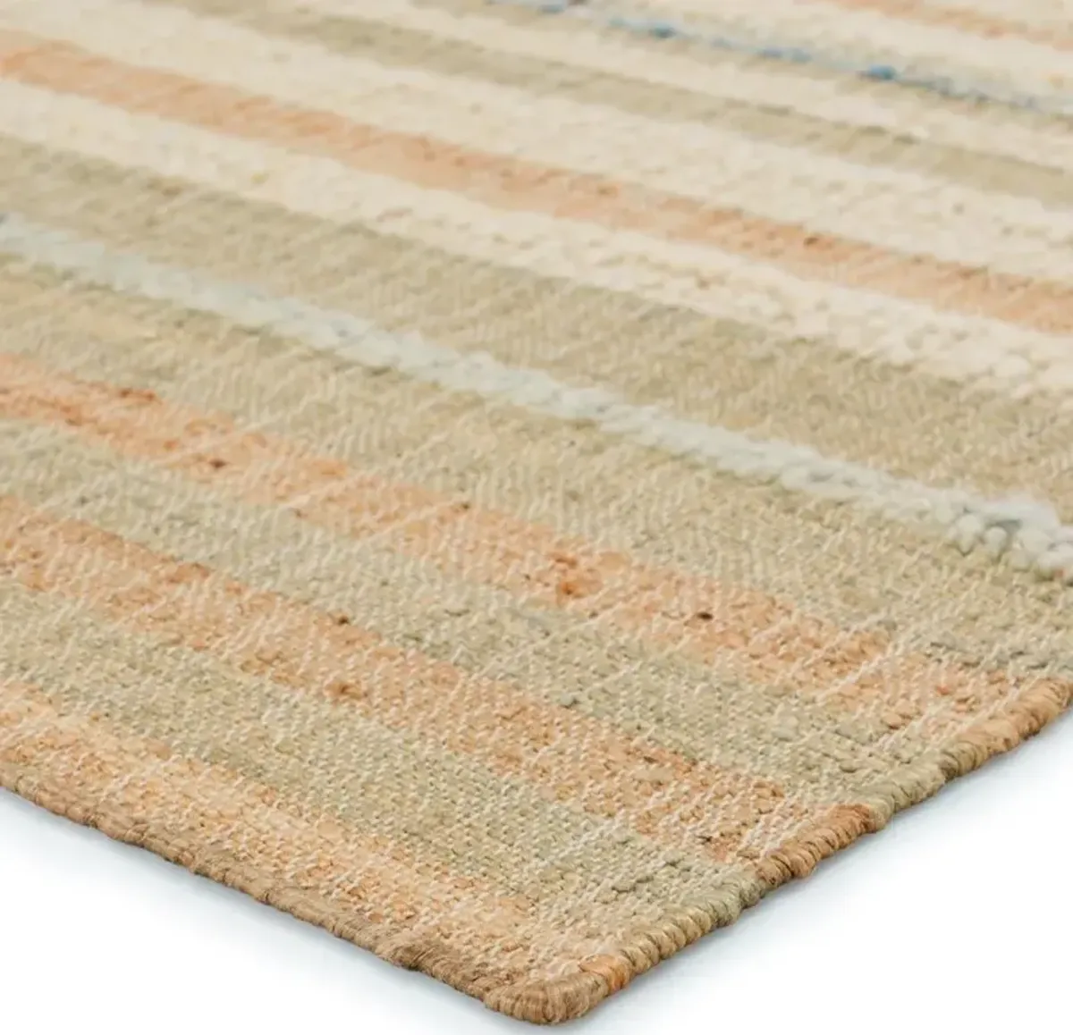 Elisse Coastal Beach Beige Striped Patterned Jute Rug - 2'6"x9'