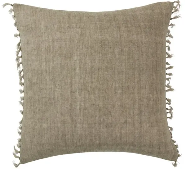 Effie Coastal Sage Linen Tassel Throw Pillow - 20x20