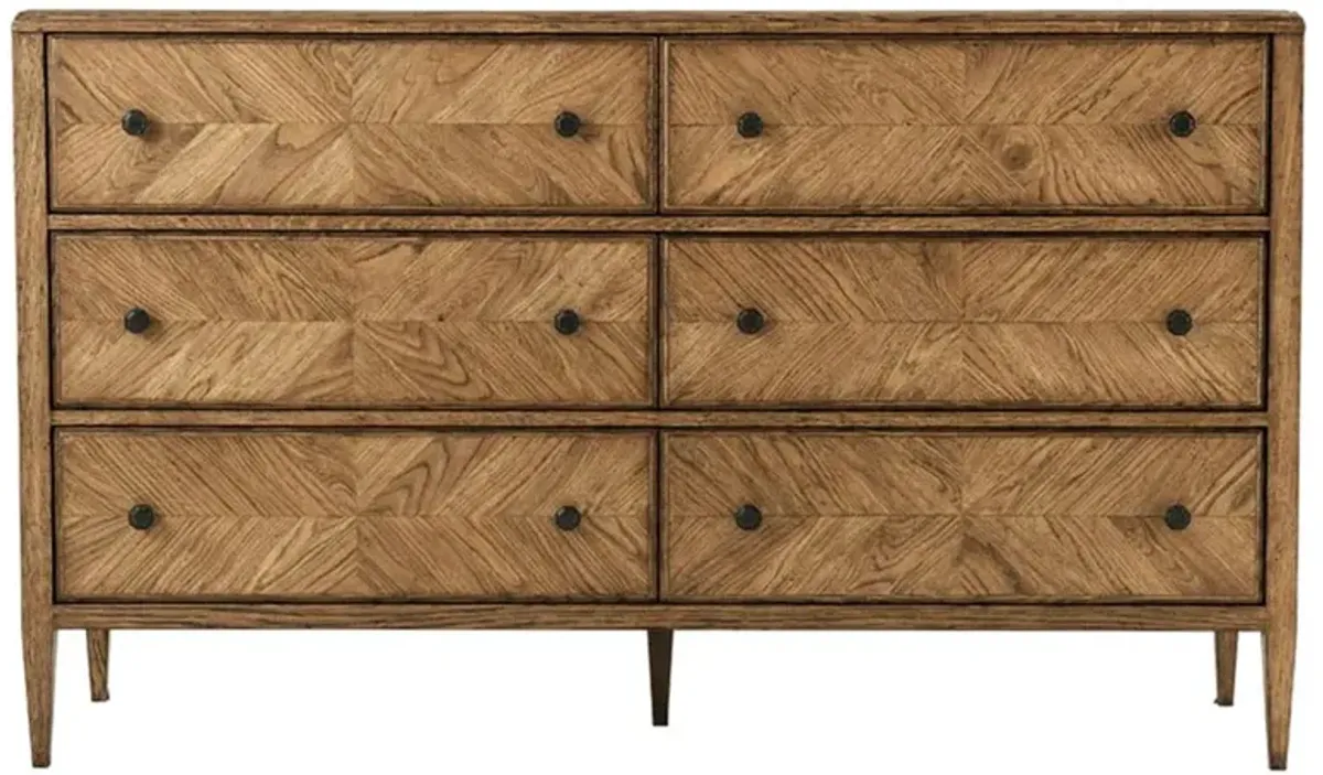 Ayra Mid Century Dawn Brown Oak Wood 6 Drawer Double Dresser