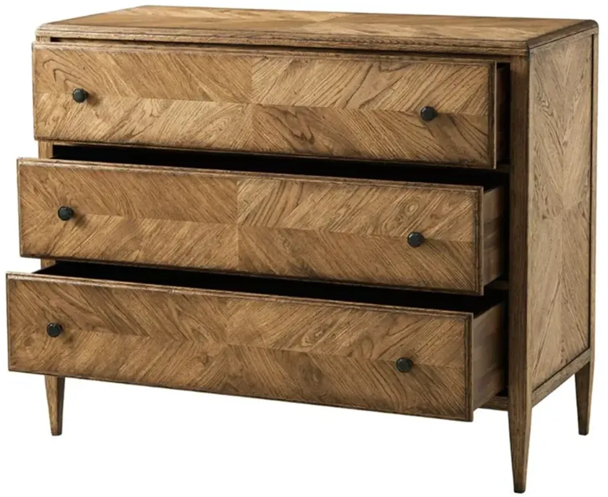 Ayra Mid Century Dawn Brown Oak Wood 3 Drawer Bachelor Chest