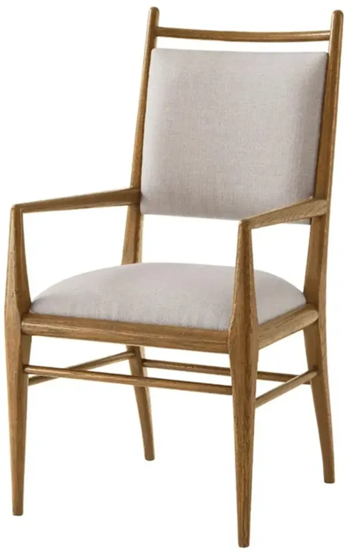 Ayra Grey Upholstered Back Brown Oak Dining Arm Chair