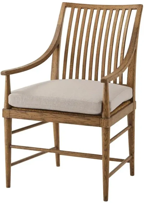 Ayra Grey Upholstered Dawn Brown Oak Windsor Dining Arm Chair