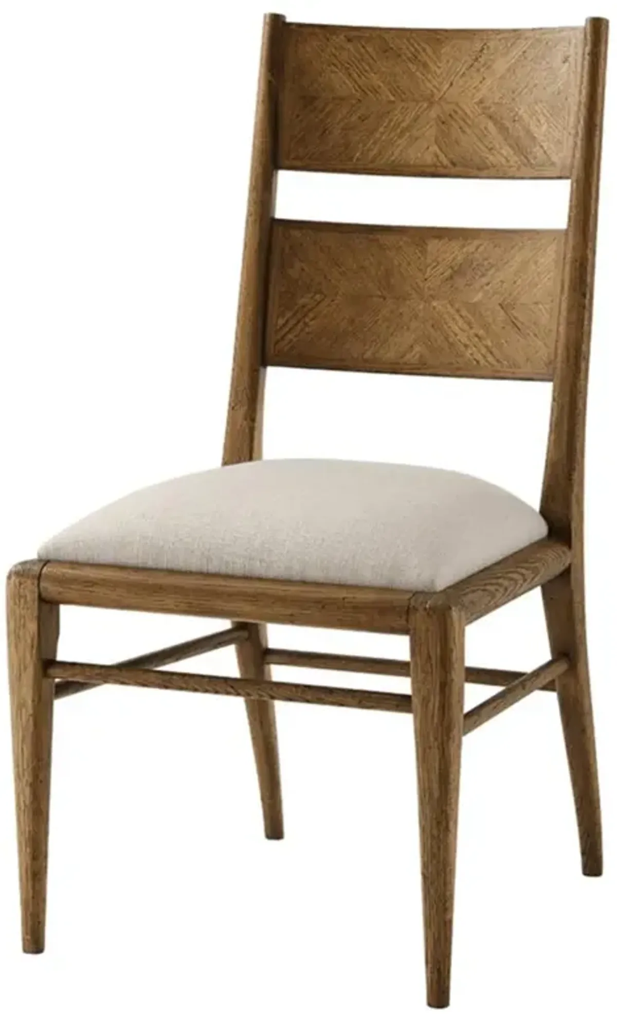 Ayra Grey Upholstered Dawn Herringbone Oak Dining Side Chair