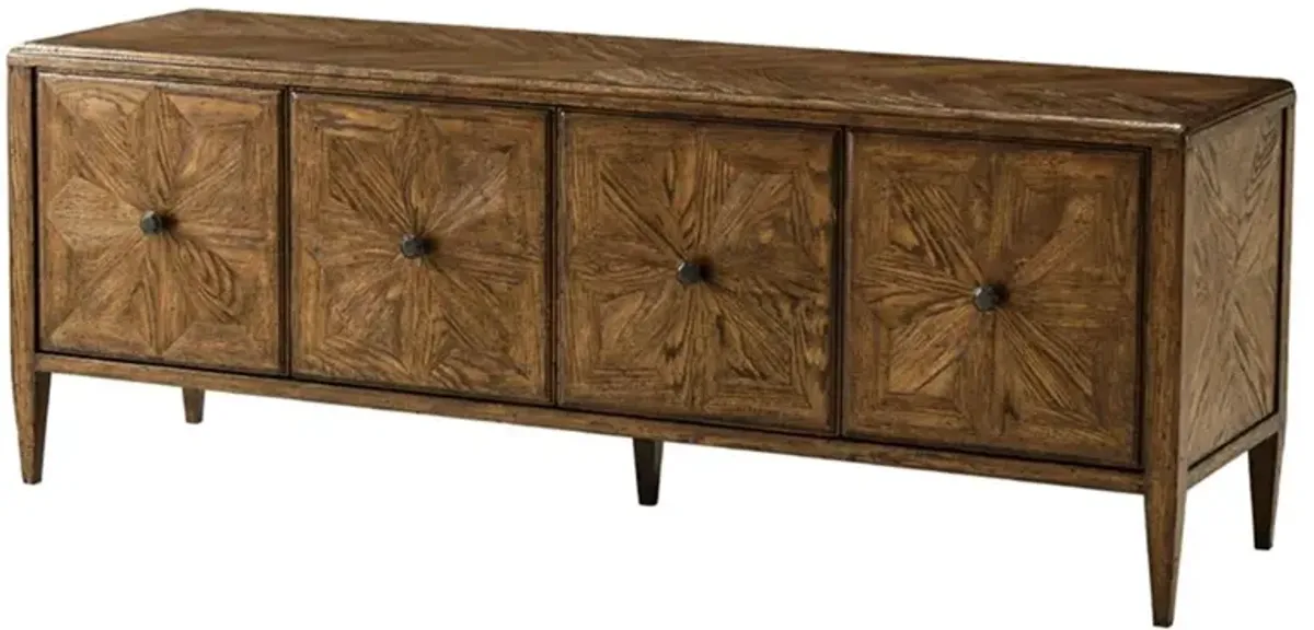 Ayra Mid Century Modern Dusk Brown Oak Wood Media Console