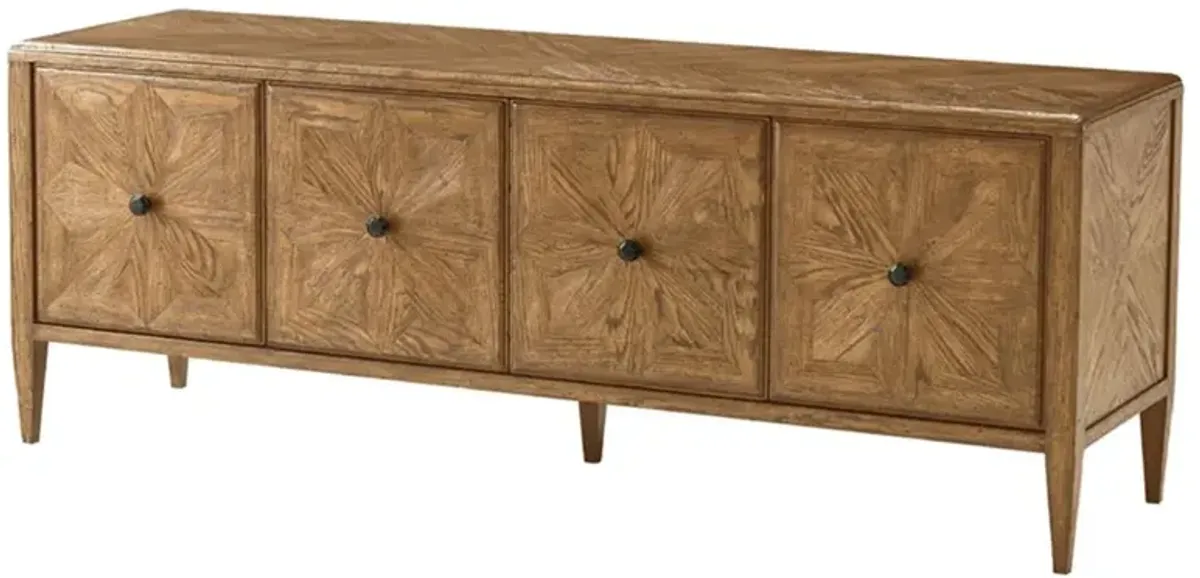 Ayra Mid Century Modern Dawn Brown Oak Wood Media Console