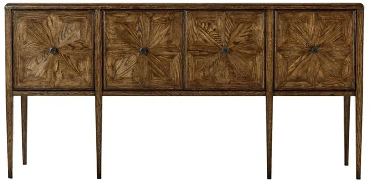 Ayra Mid Century Modern Dusk Brown Oak Wood 4 Door Sideboard