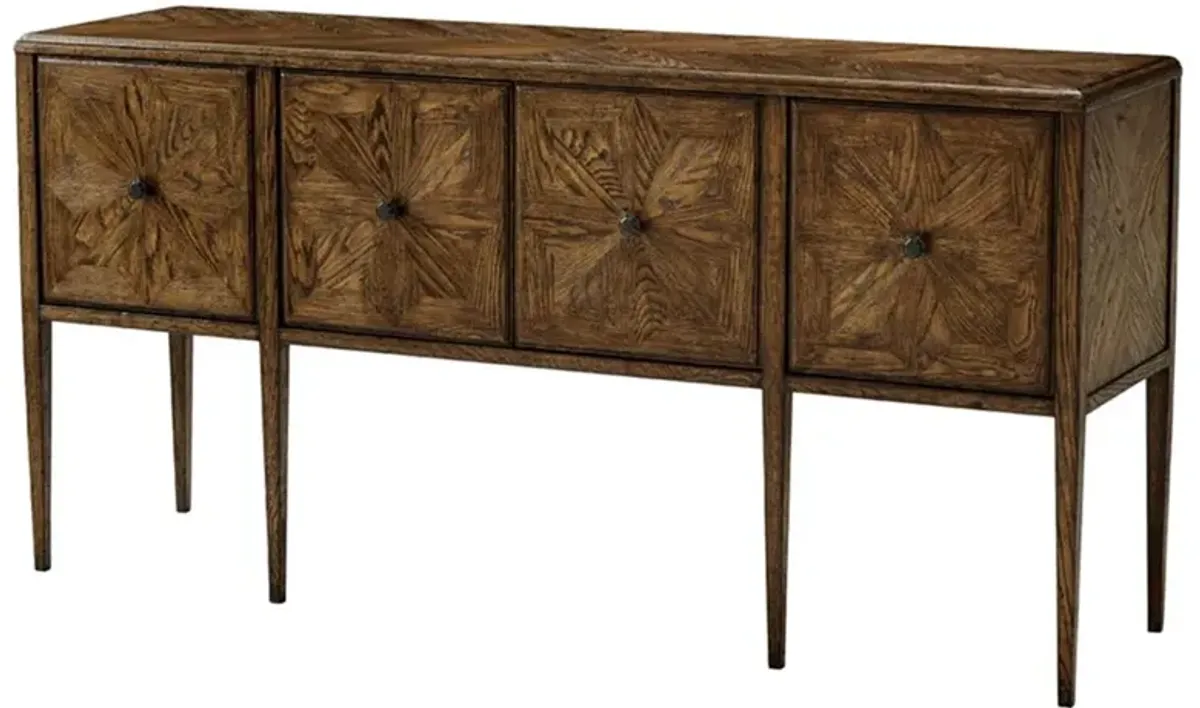 Ayra Mid Century Modern Dusk Brown Oak Wood 4 Door Sideboard