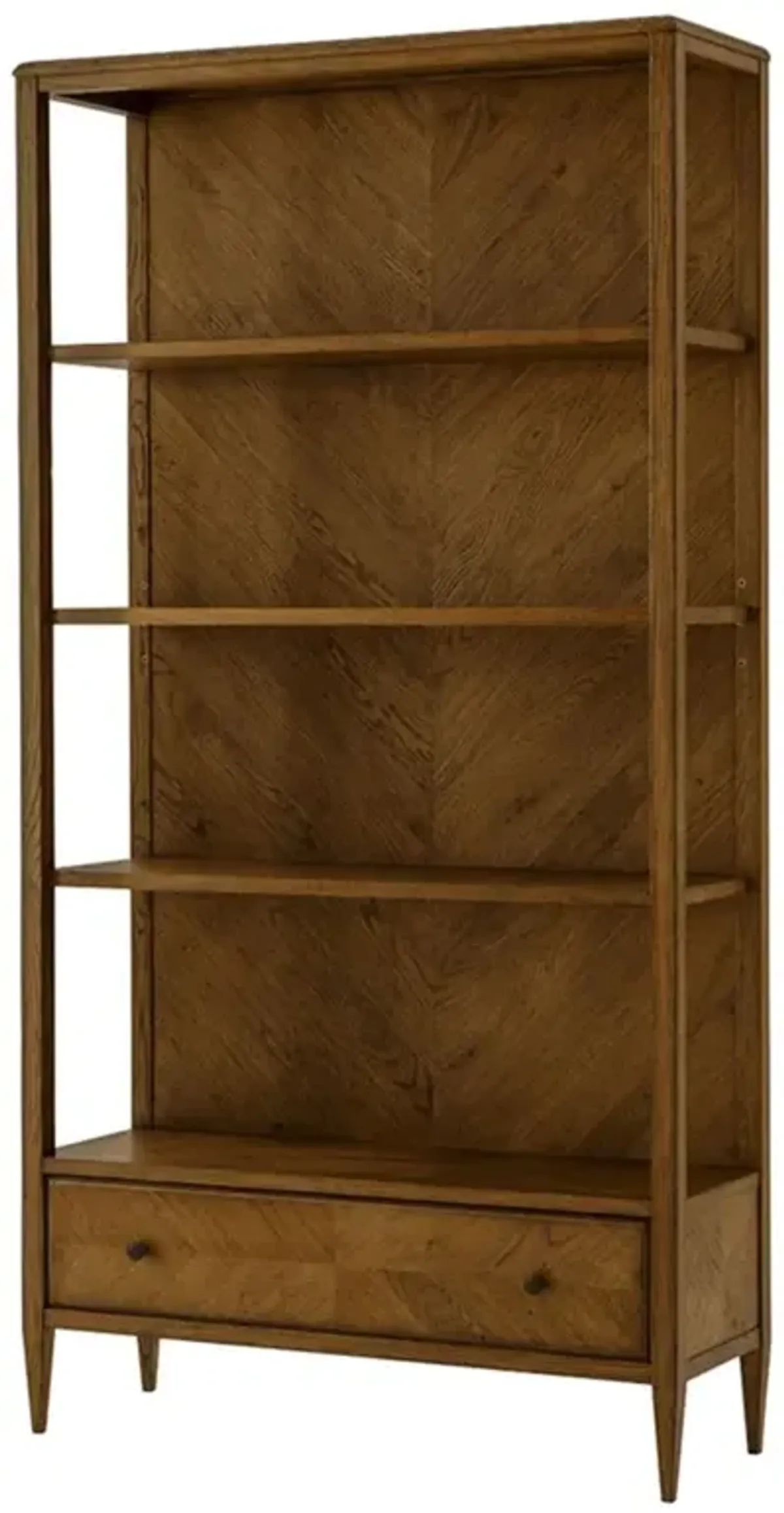 Ayra Dusk Brown Herringbone Oak Wood Closed Back Bookcase