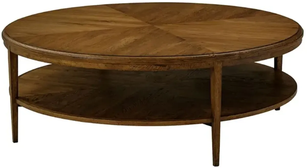 Ayra Mid Century Dusk Brown Oak Wood 2 Tier Round Coffee Table