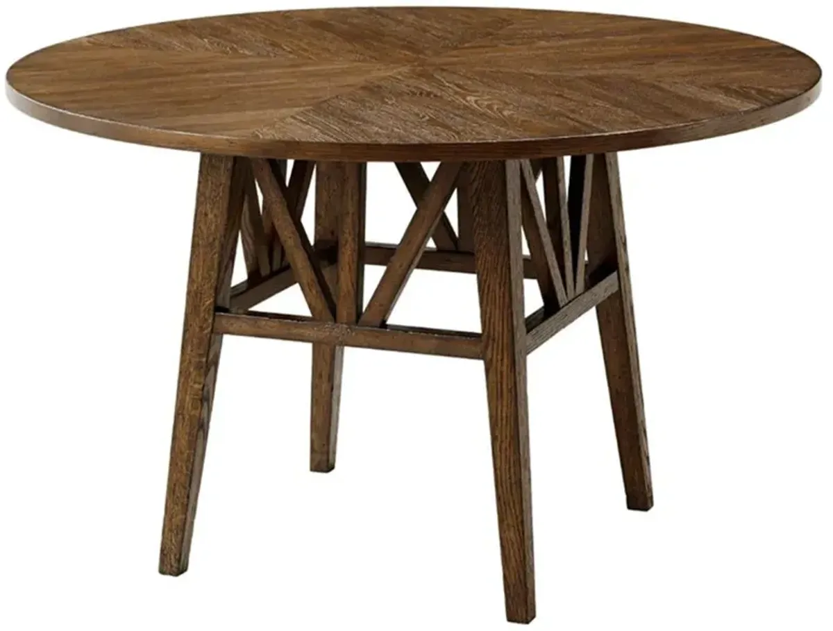 Ayra Mid Century Dusk Brown Oak Wood Round Dining Table - 48"W