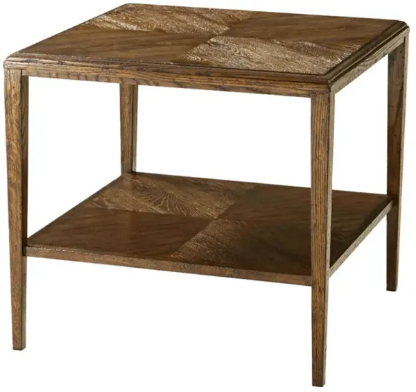 Ayra Mid Century Dusk Brown Oak Wood 2 Tier Square Side Table