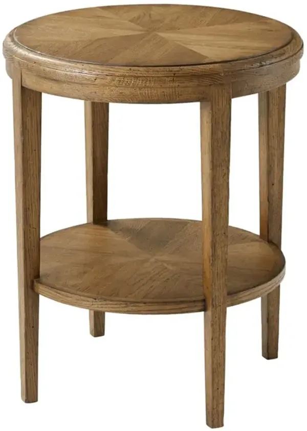 Ayra Mid Century Dawn Brown Oak Wood 2 Tier Round Side End Table