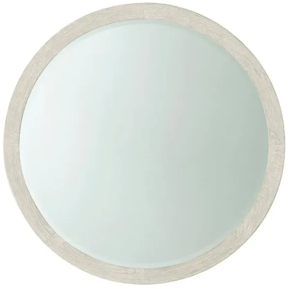 Beckett French Seasalt White Pine Wood Round Wall Mirror