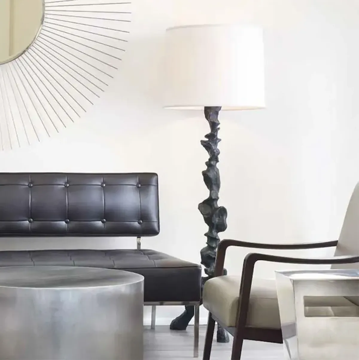 Klemm French Country Antique Bronze Resin Tripod Floor Lamp